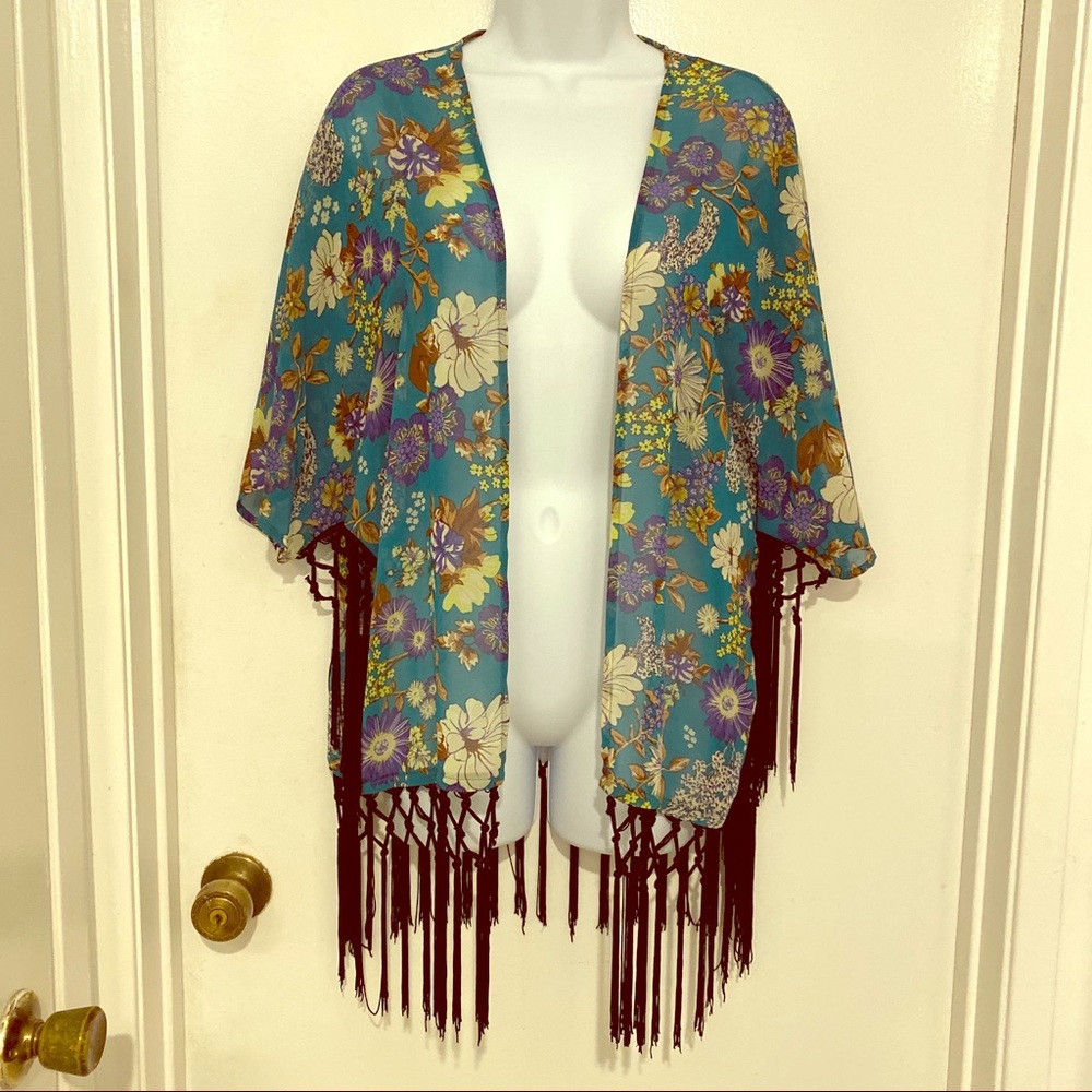Double Zero Fringe Shawl Kimono